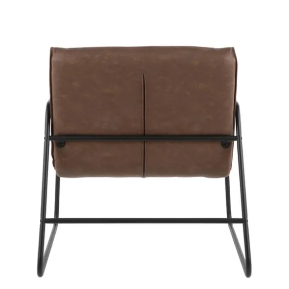Kirkland's Home Accent Chairs-Axel Espresso Leather Industrial Accent Chair