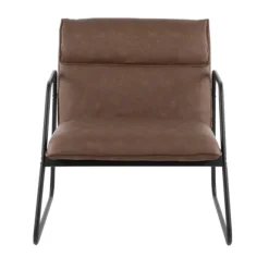 Kirkland's Home Accent Chairs-Axel Espresso Leather Industrial Accent Chair