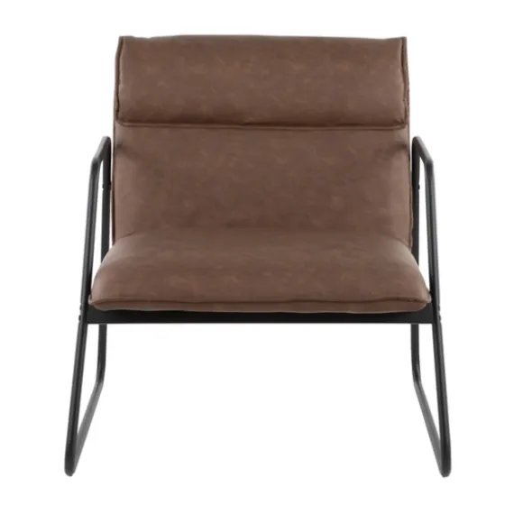 Kirkland's Home Accent Chairs-Axel Espresso Leather Industrial Accent Chair