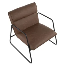 Kirkland's Home Accent Chairs-Axel Espresso Leather Industrial Accent Chair