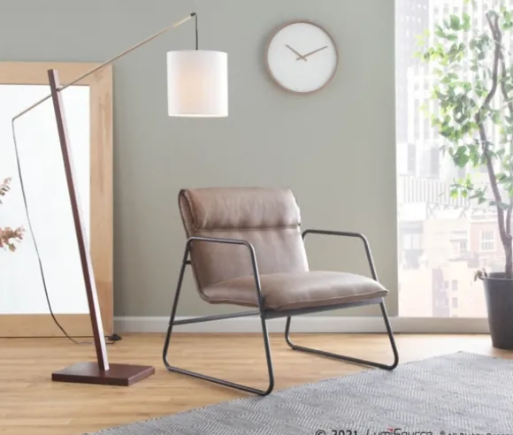 Kirkland's Home Accent Chairs-Axel Espresso Leather Industrial Accent Chair