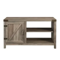 Kirkland's Home Tv Stands & Media Consoles-Barn Door Wash Tv Stand With Open Shelves