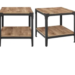 Kirkland's Home Nightstands-Barnwood Angle Iron Accent Tables, Set Of 2