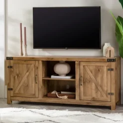 Kirkland's Home Tv Stands & Media Consoles-Barnwood Barn Doors Tv Stand