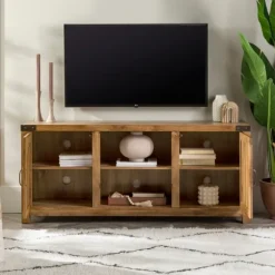 Kirkland's Home Tv Stands & Media Consoles-Barnwood Barn Doors Tv Stand