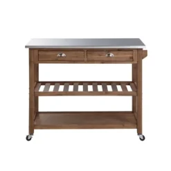 Kirkland's Home Kitchen Islands & Bar Carts-Barnwood Sonoma Stainless Steel Top Kitchen Cart