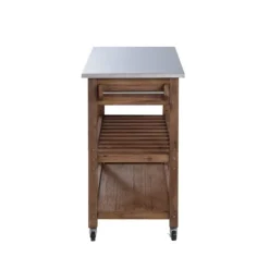 Kirkland's Home Kitchen Islands & Bar Carts-Barnwood Sonoma Stainless Steel Top Kitchen Cart