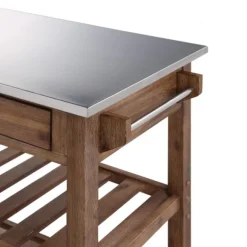 Kirkland's Home Kitchen Islands & Bar Carts-Barnwood Sonoma Stainless Steel Top Kitchen Cart