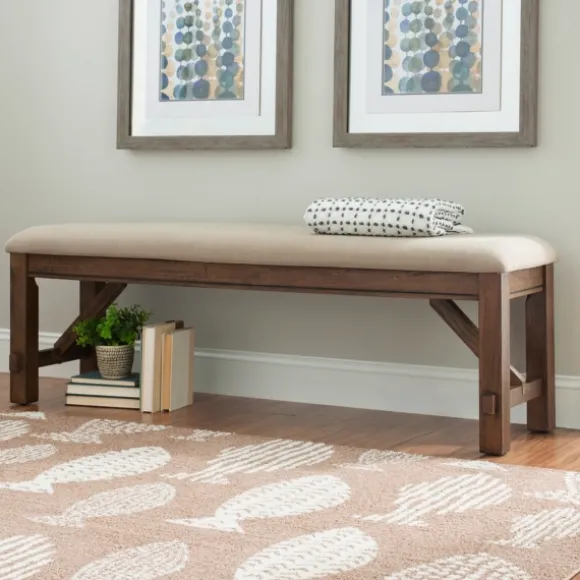 Kirkland's Home Benches & Ottomans-Basketweave Upholstered Wood Bench