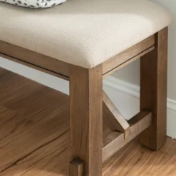 Kirkland's Home Benches & Ottomans-Basketweave Upholstered Wood Bench