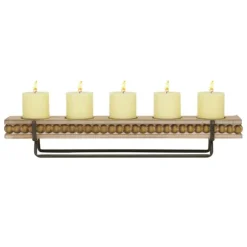 Kirkland's Home Candle Holders-Beaded Wood And Metal Base Candle Holder