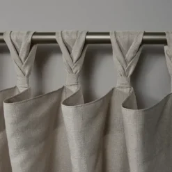 Kirkland's Home Curtains & Drapes-Beige Braided Top Loha Curtain Panel Set, 84 In.