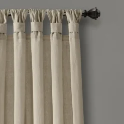 Kirkland's Home Curtains & Drapes-Beige Burlap Knotted Curtain Panel Set, 108 In.