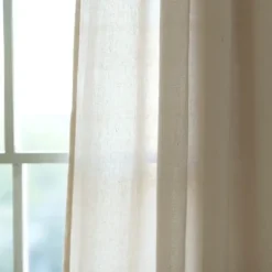 Kirkland's Home Curtains & Drapes-Beige Burlap Knotted Curtain Panel Set, 108 In.