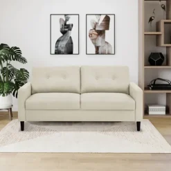 Kirkland's Home Sofas & Loveseats-Beige Button Tufted Sofa