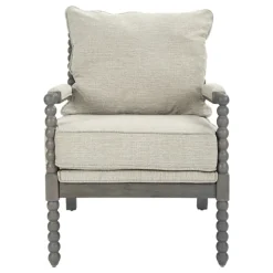 Kirkland's Home Accent Chairs-Beige Liam Turned Leg Accent Chair