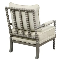 Kirkland's Home Accent Chairs-Beige Liam Turned Leg Accent Chair