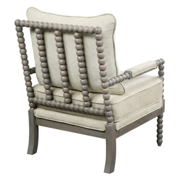 Kirkland's Home Accent Chairs-Beige Liam Turned Leg Accent Chair