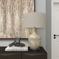 Kirkland's Home Table Lamps-Beige Marbled Mercury Glass Table Lamp