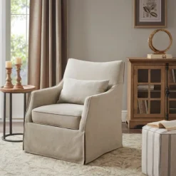 Kirkland's Home Accent Chairs-Beige Martha Stewart Skirted Swivel Accent Chair
