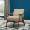 Kirkland's Home Accent Chairs-Beige Mid-Century Hazel Wood Frame Accent Chair