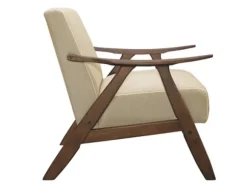 Kirkland's Home Accent Chairs-Beige Mid-Century Hazel Wood Frame Accent Chair