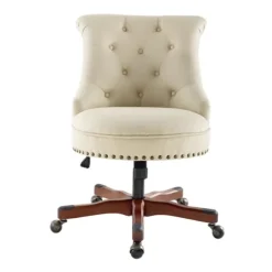 Kirkland's Home Office Furniture-Beige Miller Tufted Office Chair