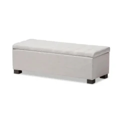 Kirkland's Home Benches & Ottomans-Beige Tufted Contemporary Storage Bench