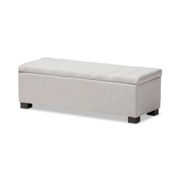 Kirkland's Home Benches & Ottomans-Beige Tufted Contemporary Storage Bench