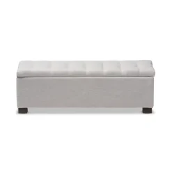 Kirkland's Home Benches & Ottomans-Beige Tufted Contemporary Storage Bench