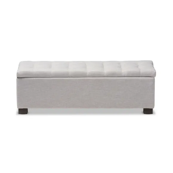 Kirkland's Home Benches & Ottomans-Beige Tufted Contemporary Storage Bench