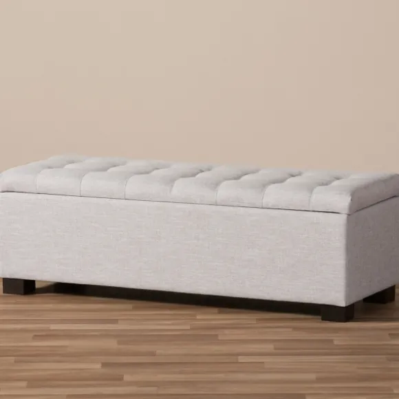 Kirkland's Home Benches & Ottomans-Beige Tufted Contemporary Storage Bench