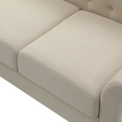 Kirkland's Home Sofas & Loveseats-Beige Upholstered Button Tufted Loveseat