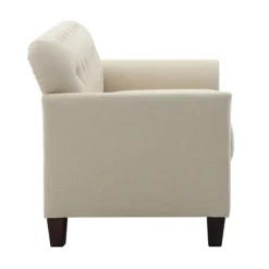 Kirkland's Home Sofas & Loveseats-Beige Upholstered Button Tufted Loveseat