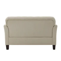 Kirkland's Home Sofas & Loveseats-Beige Upholstered Button Tufted Loveseat