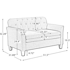 Kirkland's Home Sofas & Loveseats-Beige Upholstered Button Tufted Loveseat