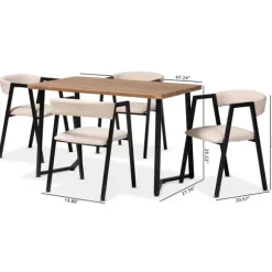 Kirkland's Home Dining Tables-Beige Upholstered Metal Frame 5-Pc. Dining Set