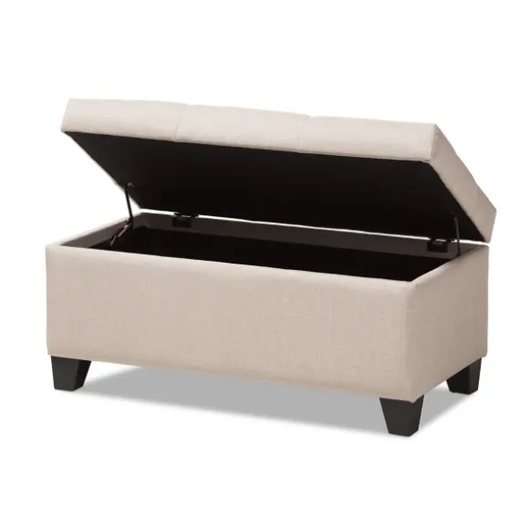 Kirkland's Home Benches & Ottomans-Beige Upholstered Storage Ottoman