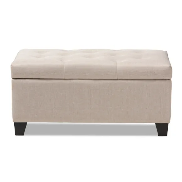 Kirkland's Home Benches & Ottomans-Beige Upholstered Storage Ottoman