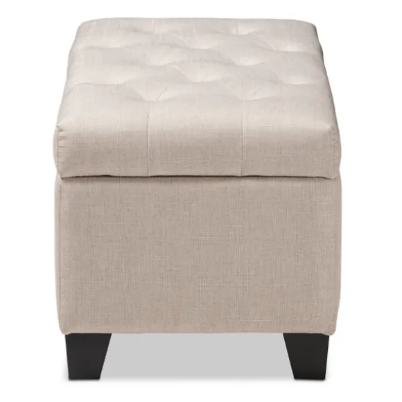Kirkland's Home Benches & Ottomans-Beige Upholstered Storage Ottoman