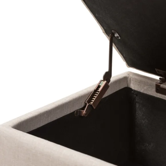 Kirkland's Home Benches & Ottomans-Beige Upholstered Storage Ottoman