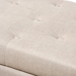 Kirkland's Home Benches & Ottomans-Beige Upholstered Storage Ottoman