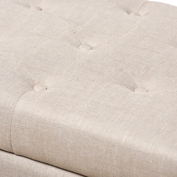 Kirkland's Home Benches & Ottomans-Beige Upholstered Storage Ottoman
