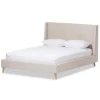 Kirkland's Home Beds & Headboards-Beige Upholstered Wingback Queen Platform Bed