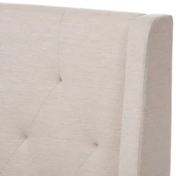 Kirkland's Home Beds & Headboards-Beige Upholstered Wingback Queen Platform Bed