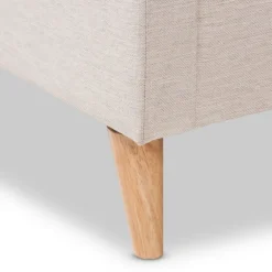 Kirkland's Home Beds & Headboards-Beige Upholstered Wingback Queen Platform Bed