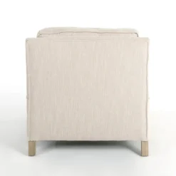 Kirkland's Home Accent Chairs-Beige Upholstered Wood Arm Accent Chair