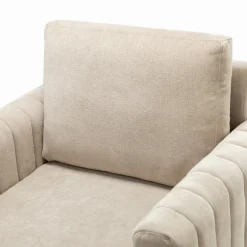 Kirkland's Home Accent Chairs-Beige Velvet Channel Stitch Accent Chair