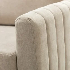 Kirkland's Home Accent Chairs-Beige Velvet Channel Stitch Accent Chair