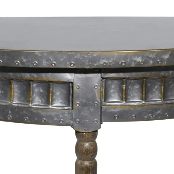 Kirkland's Home Console Tables-Beige Wood And Metal Half Moon Console Table